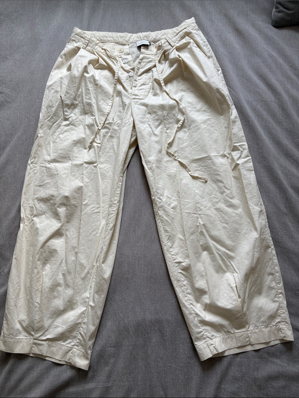 Deji Studios Wide Leg Women's Drawstring Pants in Cream
